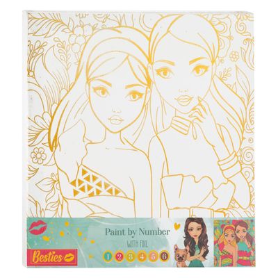 Besties canvas schilderen op nummer, 30x30cm