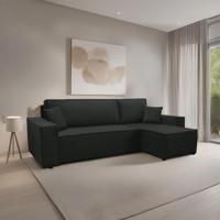 2dekans Hoekbank Karlo Velvet Zwart - Universeel - Slaapbank met opbergruimte [Niet in originele verpakking]