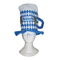 Blauwe/witte ruitjes bierfeest/oktoberfest hoed bierglas verkleed accessoire voor dames/heren   -