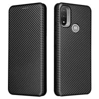 Motorola Moto E20 Flip Case - Koolstofvezel - Zwart - thumbnail