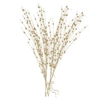 Kerstversiering glitter tak goud 76 cm decoratie kunstbloemen/kunsttakken met warm witte LED lichtjes   -