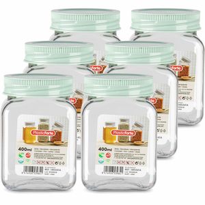 Voorraadpot/bewaarpot - 6x - 400 ml - kunststof - mint groen - B7 x H11 cm