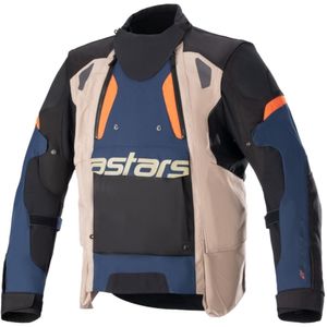 ALPINESTARS Halo Drystar Jacket, Textiel motorjas heren, Donker Blauw-Donker Kaki-Flame Oranje