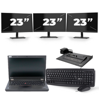 Lenovo ThinkPad T440p - Intel Core i5-4e Generatie - 14 inch - 8GB RAM - 256GB SSD - Windows 11 + 3x 23 inch Monitor
