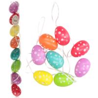Decoris Paas decoratie paaseieren - 16x stuks - gekleurd met stippen - 5 cm - versiering