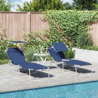 Ligstoel 2-persoon 2 pcs Blauw 58 x 188 x 77cm Stof