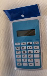 Calculator rekenmachine 8 digit 12x7x0,7cm kleur Blauw - inclusief batterij