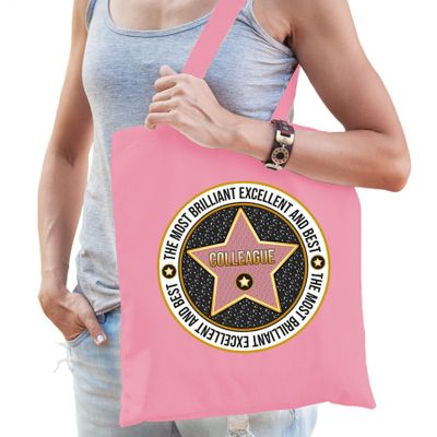 Cadeau tas voor colleague/collega - roze - katoen - 42 x 38 cm - bedankje - verjaardag Cadeau tas voor colleague/collega - roze - katoen - 42 x 38 cm - bedankje - verjaardag