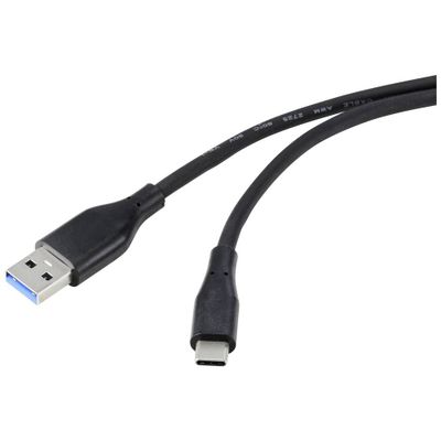Renkforce RF-4995178 USB-kabel USB 3.2 Gen1 USB-A stekker, USB-C stekker 3.00 m Zwart PVC-mantel, Zeer flexibel