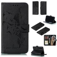 Feather patroon Litchi textuur horizontale Flip lederen draagtas met portemonnee & houder & kaartsleuven voor Huawei P30 (zwart)