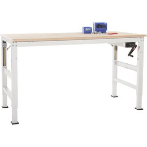 Manuflex AU9115.3003 Werken op basis tafel universele Ergo K met multiplex plaat, bxdxh = 2000 x 800 x 722-1022 mm Robijn-rood