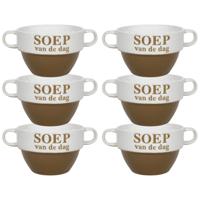 Soepkommen - 6x - Soep van de dag - keramiek - D12 x H8 cm - Cappuccino bruin - Stapelbaar