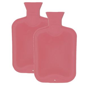 Warmwaterkruik - 2 stuks - 2 liter - van rubber - roze