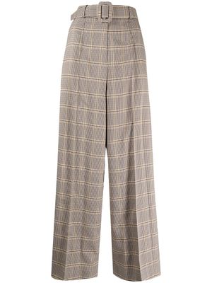 Rokh pantalon ceinturé à motif pied-de-poule - Marron