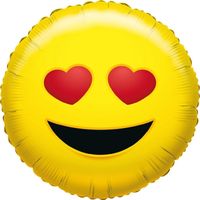 Kado ballon emoticon met hartjesogen 35 cm