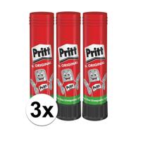 Pritt lijmstift - 3x - 11 gram - klein formaat - oplosmiddelvrij - uitwasbaar