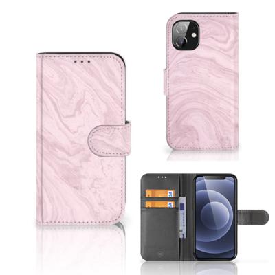 Apple iPhone 12 Mini | Bookcase | Marble Pink - Origineel Cadeau Vriendin