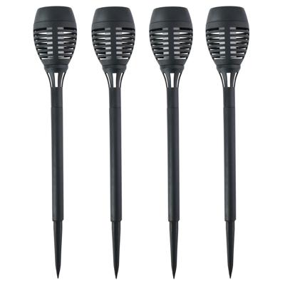 Solar tuinlamp fakkels/toortsen - 4x - met vlam effect - zwart - 48 cm