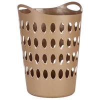 Flexibele wasmand/opbergmand - rond - goudbruin - 50 liter - wasgoed sorteren