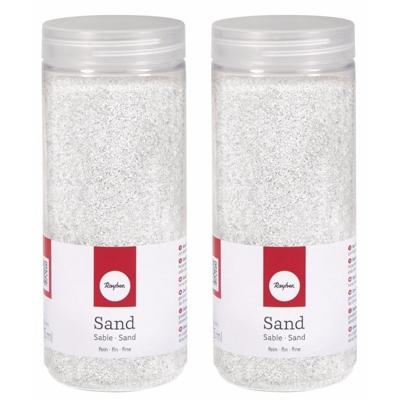Hobby Fijn decoratie zand korrels - 2x - wit - 475 ml - zandkorrels - knutselmateriaal