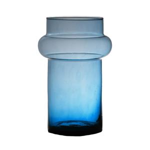 Bloemenvaas Luna - transparant blauw - eco glas - D16 x H25 cm - cilinder vaas