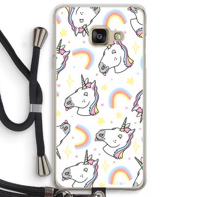 Rainbow Unicorn: Samsung Galaxy A3 (2016) Transparant Hoesje met koord