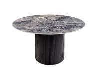 Eettafel UNIQUE 120cm rond donker frame keramisch grijs marmeren blad - 46382