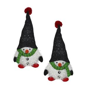 Pluche kerst gnomes - 2x - sneeuwpop - H36 cm - decoratie pop - wit