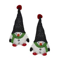 Pluche kerst gnomes - 2x - sneeuwpop - H36 cm - decoratie pop - wit