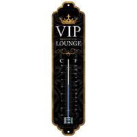 Nostalgic Art Binnen/buiten thermometer - VIP Lounge - Zwart/goud - metaal - 28 x 6.5 cm