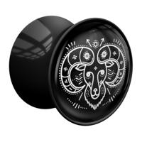 Double Flared Plug met Zodiac Circle Design Acryl Tunnels & Plugs - thumbnail