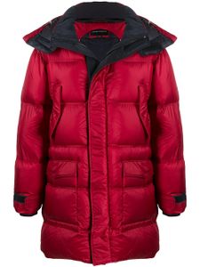 Emporio Armani parka à capuche contrastante - Rouge
