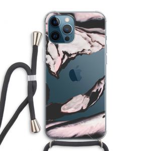 Roze stroom: iPhone 12 Pro Max Transparant Hoesje met koord
