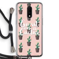 Cactus quote: OnePlus 7 Transparant Hoesje met koord
