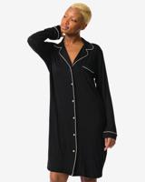 HEMA Damesnachthemd Viscose Zwart (zwart) - thumbnail