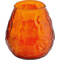 Windlicht kaars - oranje - 48 branduren - Glas - 10 x 10 cm - Terraskaarsen/tuinkaars - thumbnail