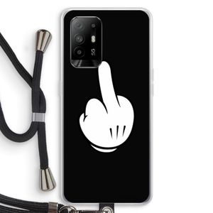 Middle finger black: Oppo A95 5G Transparant Hoesje met koord