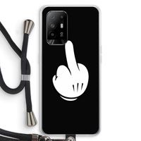 Middle finger black: Oppo A95 5G Transparant Hoesje met koord