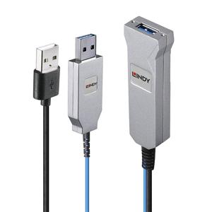 LINDY USB-kabel USB 3.2 Gen1 (USB 3.0 / USB 3.1 Gen1) USB-A stekker, USB-A stekker, USB-A bus 100.00 m Blauw, Zilver 43346