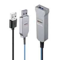 LINDY USB-kabel USB 3.2 Gen1 (USB 3.0 / USB 3.1 Gen1) USB-A stekker, USB-A stekker, USB-A bus 100.00 m Blauw, Zilver 43346