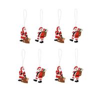 8x stuks houten kersthangers kerstmannen 6 cm kerstornamenten - Kersthangers - thumbnail