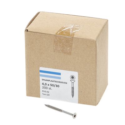 Spaanpl.schr.rvs pk tx20 4.0X50/30 dd