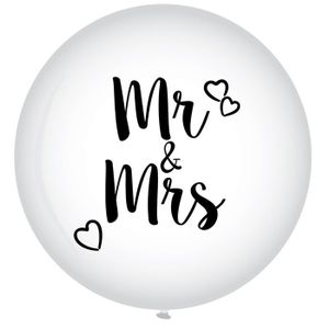 XL Ballon Mr. & Mrs. Wit - 90 cm