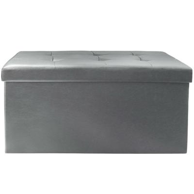 Hocker/poef opvouwbaar - grijs - Eccense - polyester/MDF - 76 x 38 cm