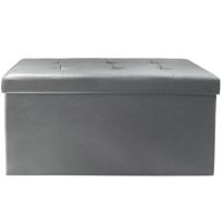Hocker/poef opvouwbaar - grijs - Eccense - polyester/MDF - 76 x 38 cm