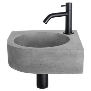 Differnz Differnz Cleo fonteinset beton donkergrijs - kraan gebogen mat zwart