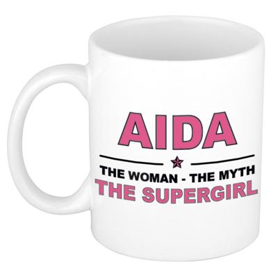 Aida cadeau mok - Woman Myth Supergirl - naam koffiemok - 300 ml - collega - moederdag