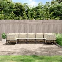 7-delige Loungeset met kussens poly rattan antracietkleurig