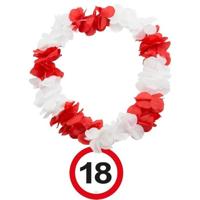 Verjaardag bloemenkrans - 18 Jaar - verkeersbord - rood / wit - feest bloemenslinger