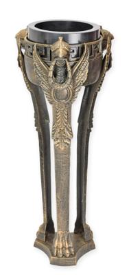 A CAST IRON GRIFFIN MOUNTED PLANTER ON STAND